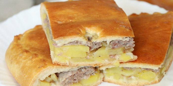 Пиріг з м'ясом і картоплею - як приготувати за рецептами з фото і спекти в духовці або мультиварці
